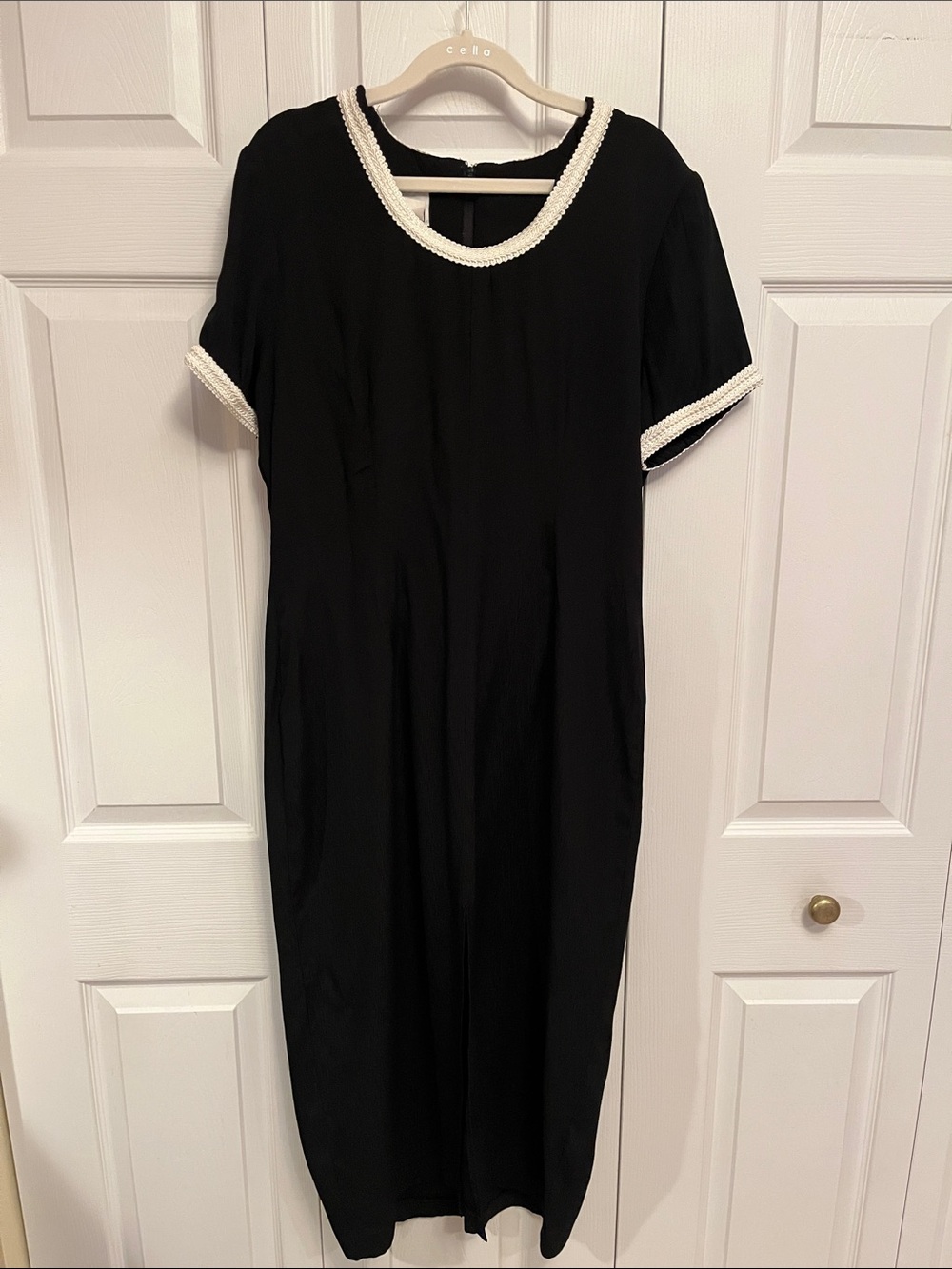 Nina Piccalino Black Midi Dress with Cream Trim
